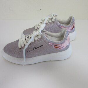 JOHN RICHMOND Sparkly Pink Low Top Fashion 6 Lace Up Sneakers